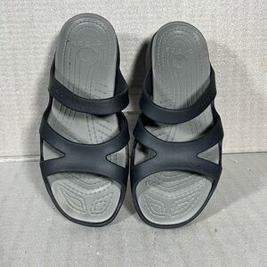 Crocs Kelli Black/Gray Lightweight Slip-on Sandals Women's Size 8